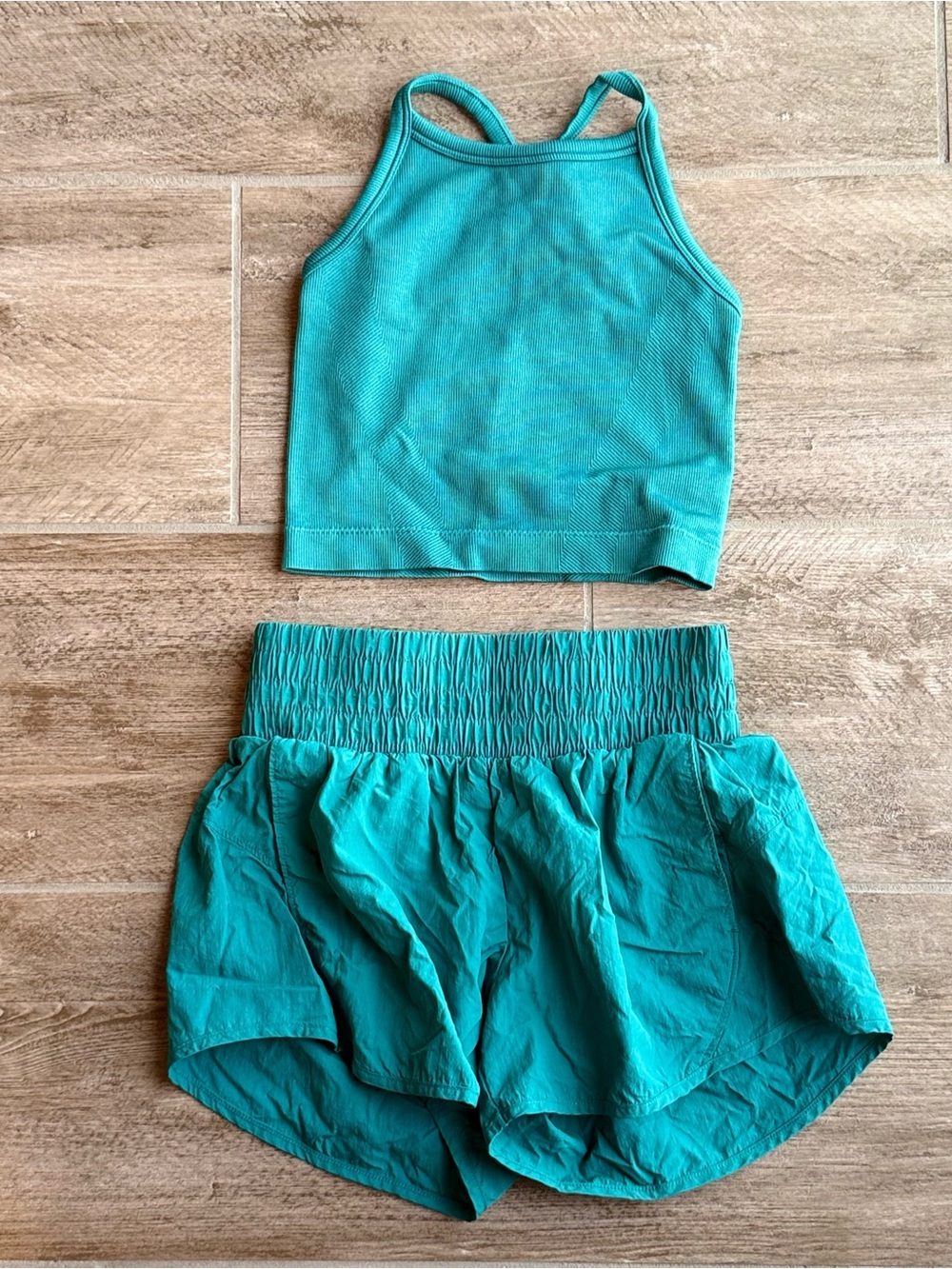 Girls Teal Dance/Active Set Top & Shorts
